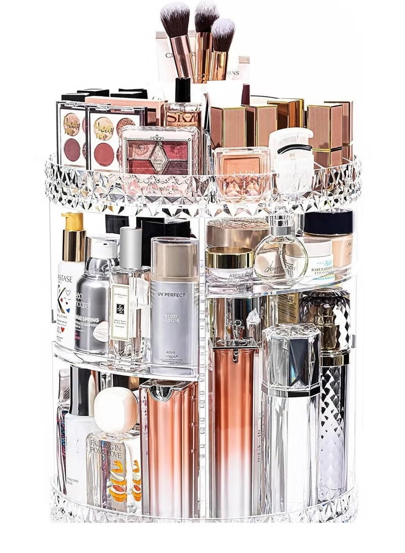 حقيبة تخزين لمستحضرات التجميل قابلة للتعديل بزاوية 360 درجة لتخزين مستحضرات التجميل بسعة كبيرة مصنوع من الأكريليك شفاف - Image 1