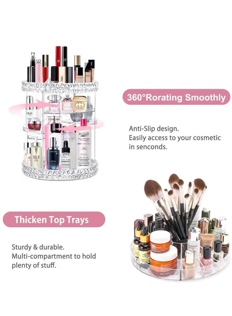 حقيبة تخزين لمستحضرات التجميل قابلة للتعديل بزاوية 360 درجة لتخزين مستحضرات التجميل بسعة كبيرة مصنوع من الأكريليك شفاف - Image 3
