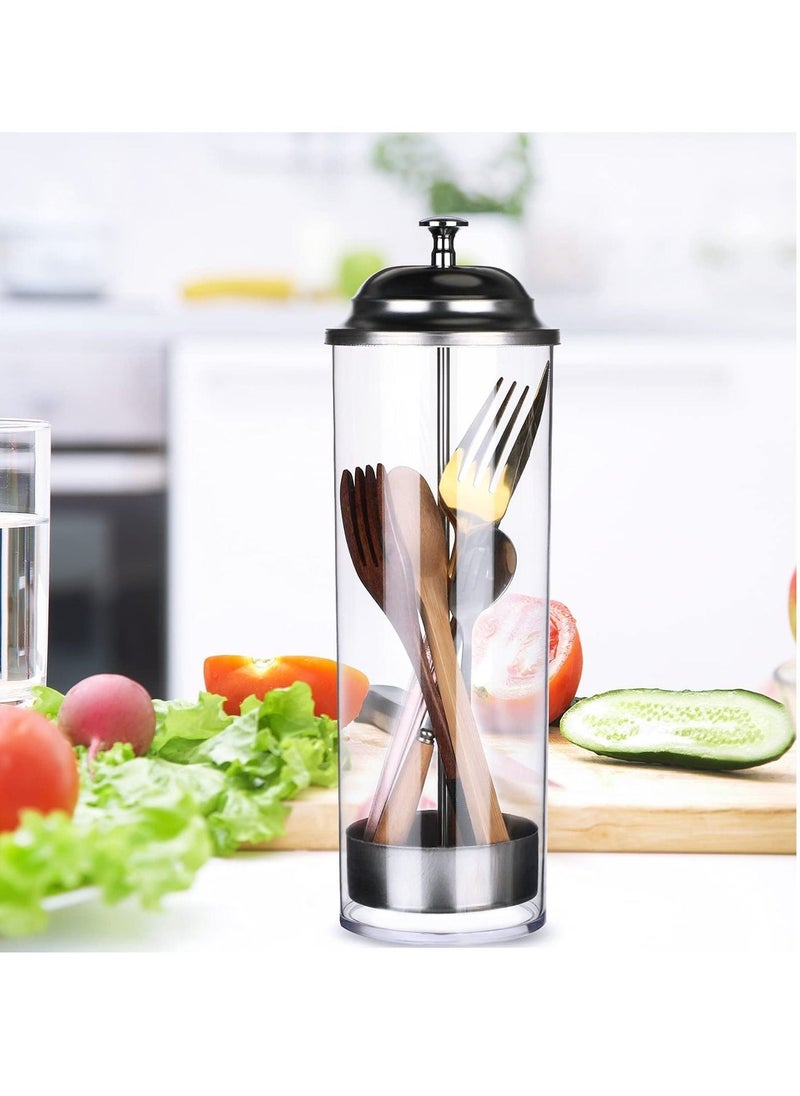 SYOSI - Straw Dispenser, Stainless Steel Plastic Drinking Straw Organizer Container with Lid, Transparent Drinking Straw Holder (27cm / 10.6in, Drinking Straw is Not Include) - Image 1
