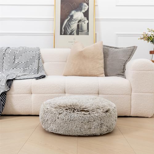 Asuprui Soft Floor Pillow Large Floor Cushion for Sitting Fur Meditation Pillow Premium Yoga Pillow for Living Room Bedroom Balcony Outdoor (Snow Coffee Floor Pillow with Insert) - Image 5