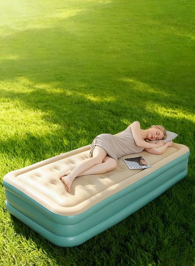 Outdoor inflatable mattress, plush PVC inflatable bed, built-in pump single-person automatic inflation mattress - Image 4