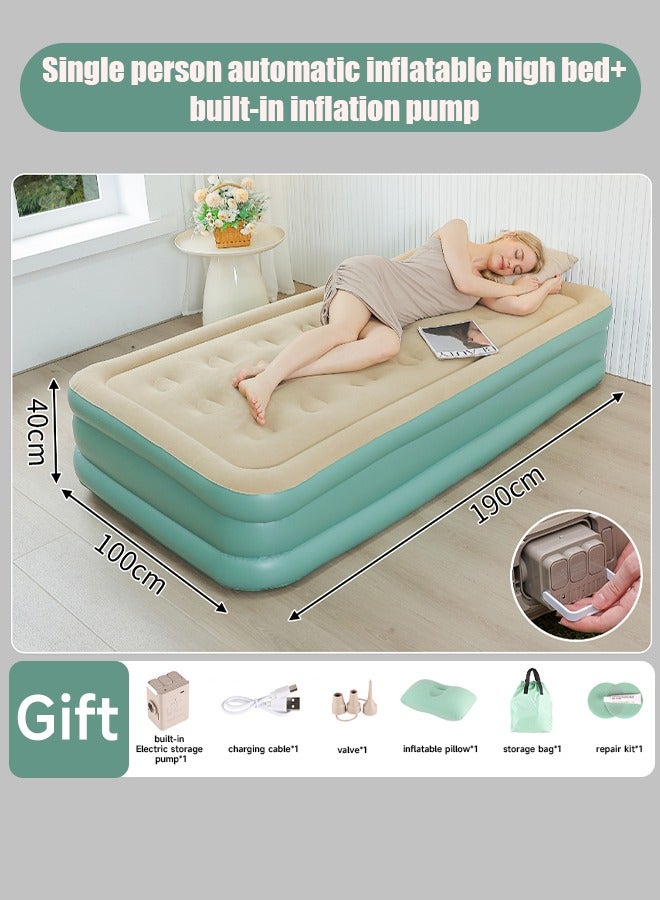 Outdoor inflatable mattress, plush PVC inflatable bed, built-in pump single-person automatic inflation mattress - Image 5