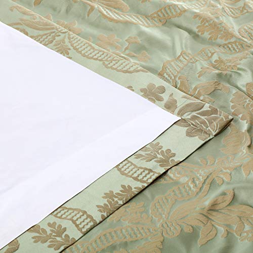 HPD Half Price Drapes Designer Damask Curtains for Room Decoration 84 Inches Long Faux Silk Room Darkening Curtains (1 Panel), 50W x 84L, Jade & Gold - Image 5