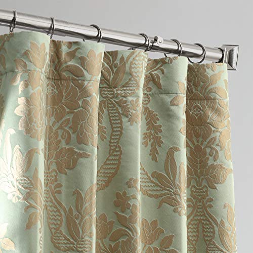 HPD Half Price Drapes Designer Damask Curtains for Room Decoration 84 Inches Long Faux Silk Room Darkening Curtains (1 Panel), 50W x 84L, Jade & Gold - Image 2