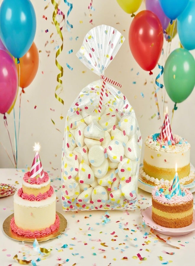 EKAPACKAGING 50 Pcs 4 X 9.5 Inches Sprinkle Print Goodie Bags Cellophane Candy Treat Bags With Ties - Image 5