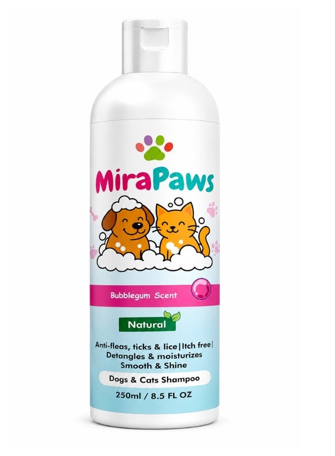 MiraPaws Pet Shampoo - Bubblegum Scent 250ml - Image 1