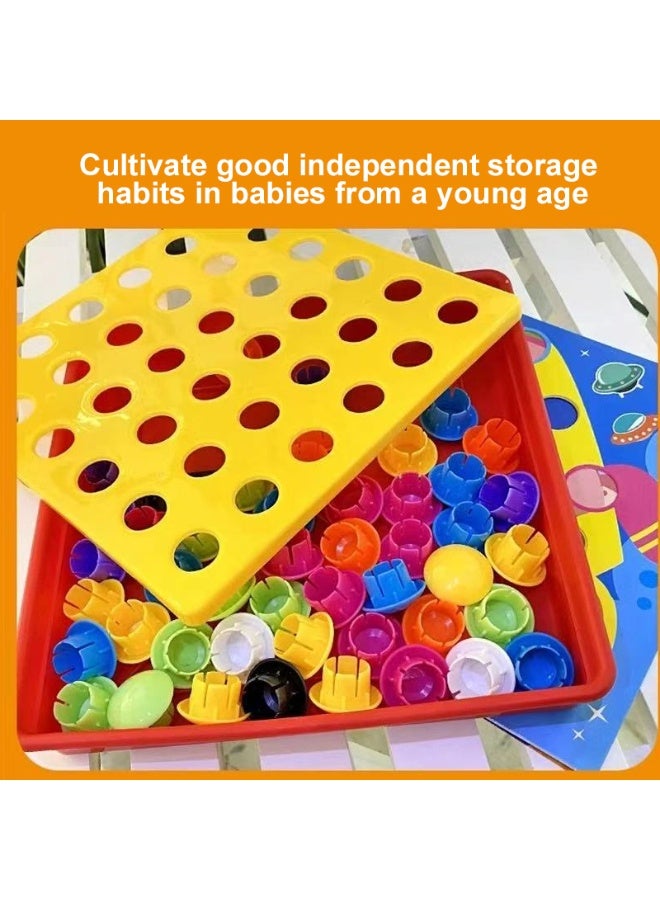 Children's Mosaic Jigsaw Puzzle Board Toy – Early Learning Sensory Game with 12 Pictures and 46 Buttons, Educational Gift for Boys and Girls Ages 3+ - Image 5