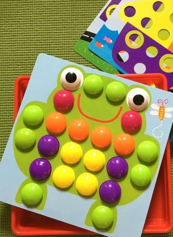 Children's Mosaic Jigsaw Puzzle Board Toy – Early Learning Sensory Game with 12 Pictures and 46 Buttons, Educational Gift for Boys and Girls Ages 3+ - Image 3