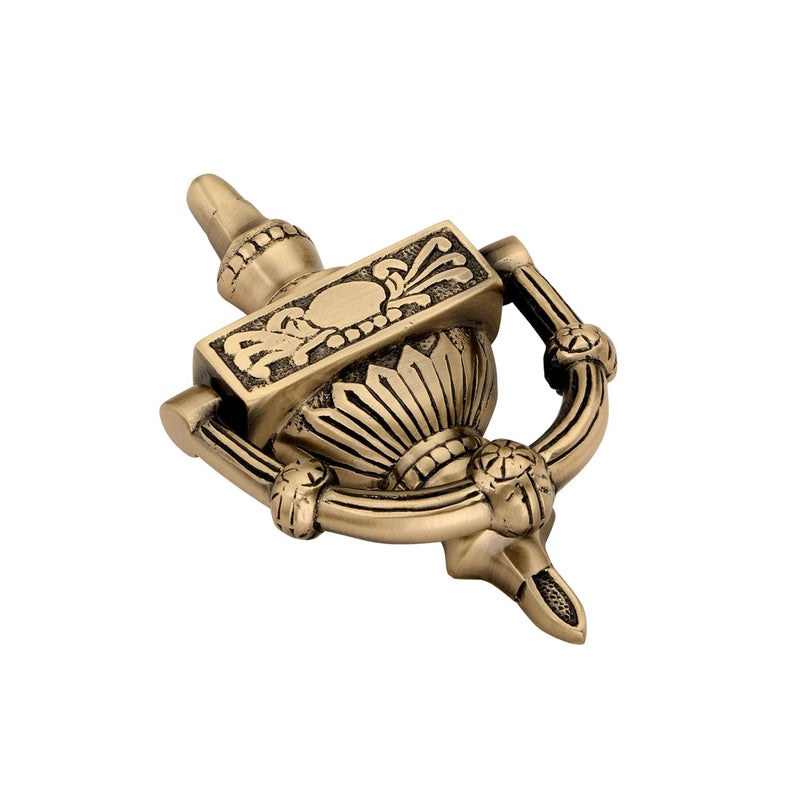 DEVDECOR Antique Brass Ring Door Knocker – Vintage Round Handle with Textured Grip for Main Door, Gate, or Cabinet – Classic Decorative Hardware (7.4x4.2 inch) - Image 4