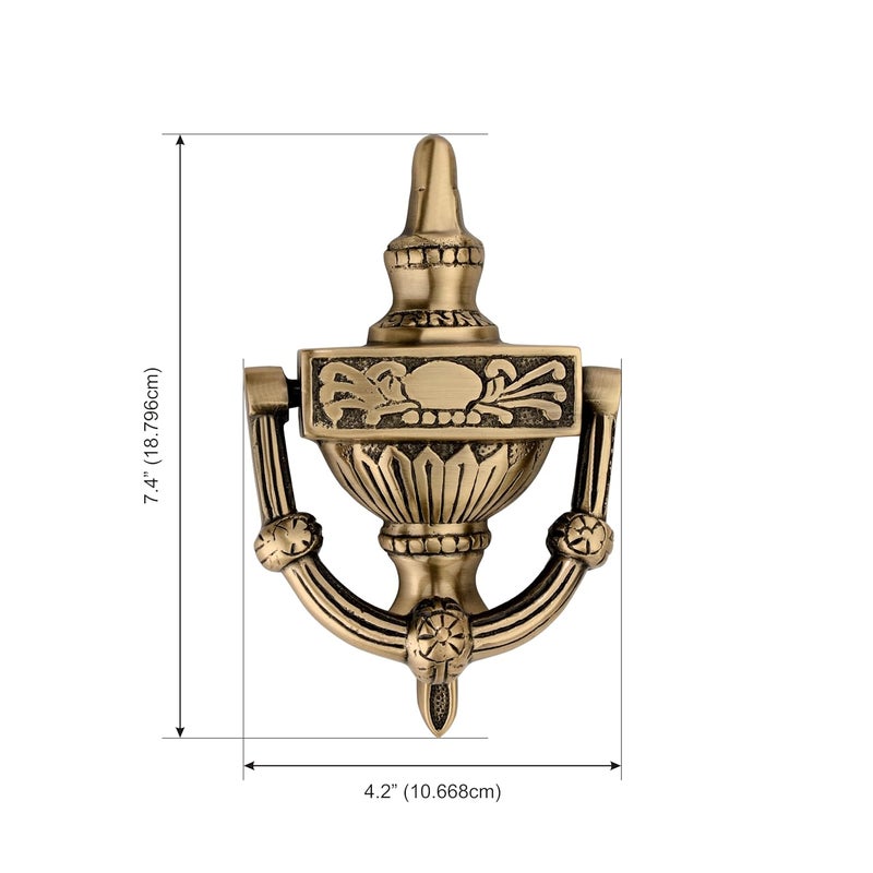 DEVDECOR Antique Brass Ring Door Knocker – Vintage Round Handle with Textured Grip for Main Door, Gate, or Cabinet – Classic Decorative Hardware (7.4x4.2 inch) - Image 2