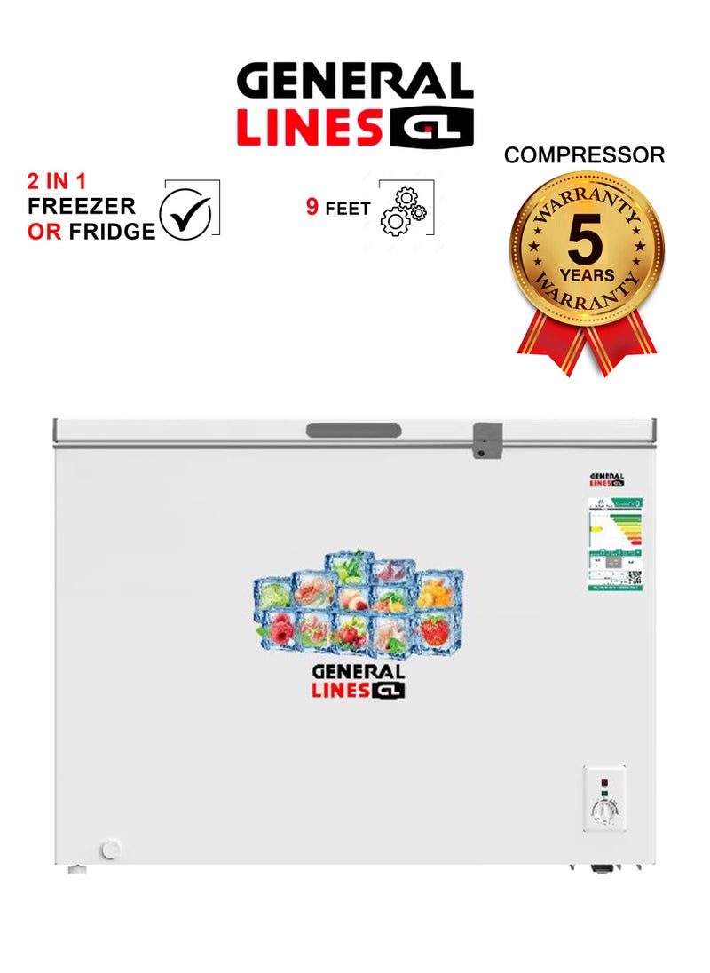 General Lines Dual Temperature - Chest Freezer - 9 CFT - 254L - 5-year warranty on the compressor - White - GLCF256D  - Image 1