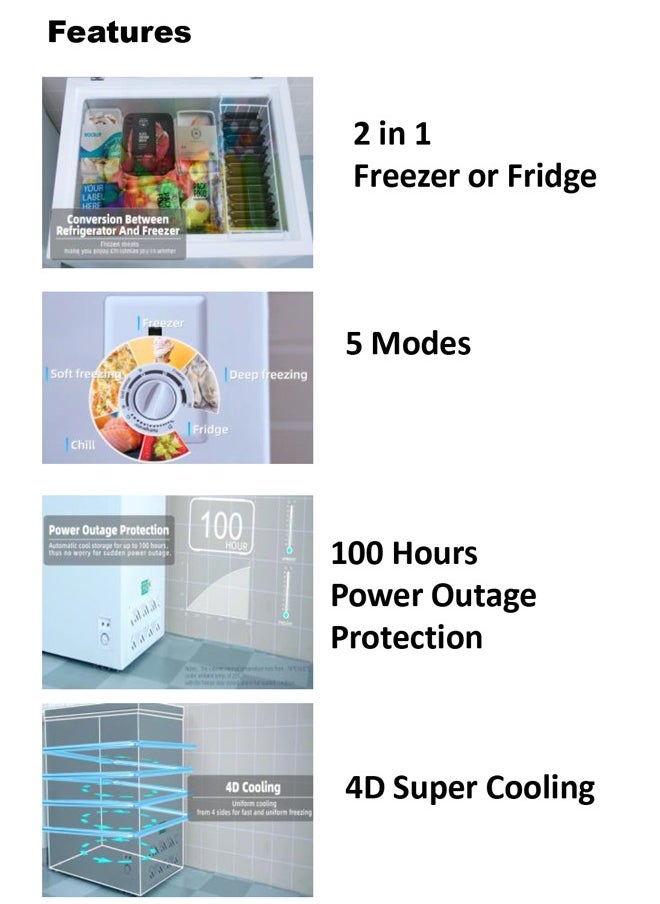 General Lines Dual Temperature - Chest Freezer - 9 CFT - 254L - White - GLCF256D  - Image 3