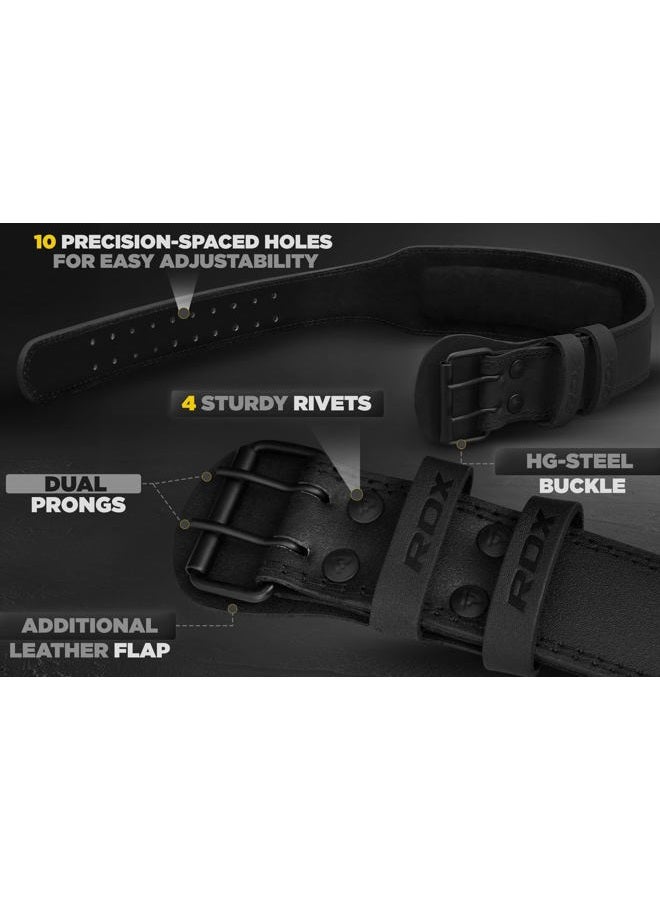 Rdx Weight Lifting Belt Gym Fitness, Cowhide Leather, 4” 6” Padded Lumbar Back Support, 10 Adjustable Holes, Weightlifting Powerlifting Bodybuilding Deadlift Squat Workout Strength Training, Men Women - Image 4