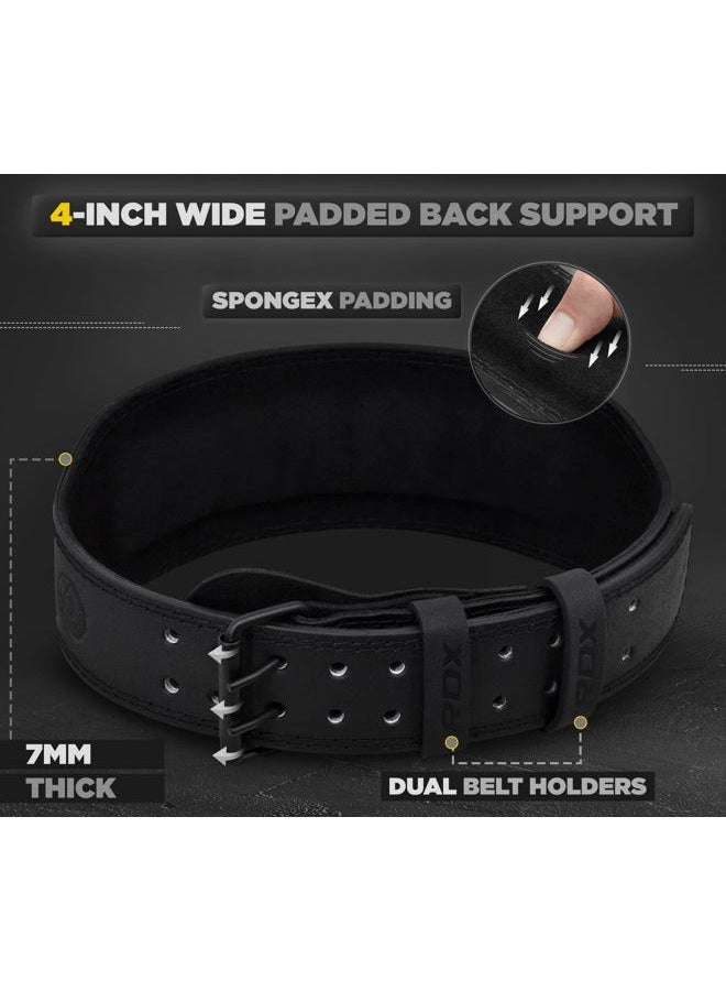 Rdx Weight Lifting Belt Gym Fitness, Cowhide Leather, 4” 6” Padded Lumbar Back Support, 10 Adjustable Holes, Weightlifting Powerlifting Bodybuilding Deadlift Squat Workout Strength Training, Men Women - Image 3