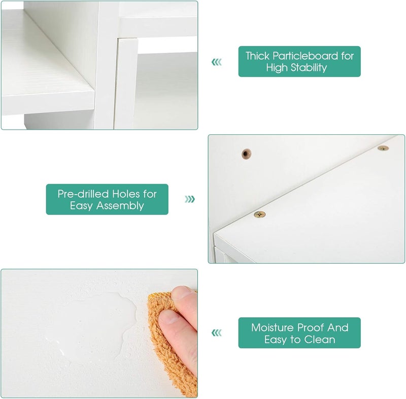 klarako Monitor Stand Riser, Wooden Computer Monitor Stand Desktop Laptop TV Printer Holder with 3 Tier Storage Shelf and Keyboard Storage Space for Home Office School, White - Image 4