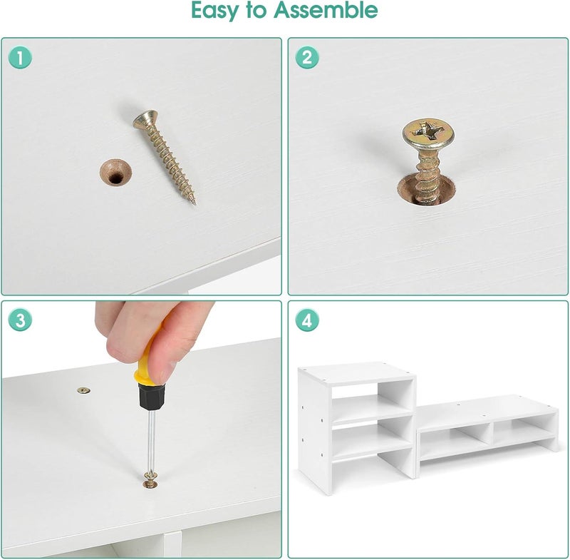 klarako Monitor Stand Riser, Wooden Computer Monitor Stand Desktop Laptop TV Printer Holder with 3 Tier Storage Shelf and Keyboard Storage Space for Home Office School, White - Image 5