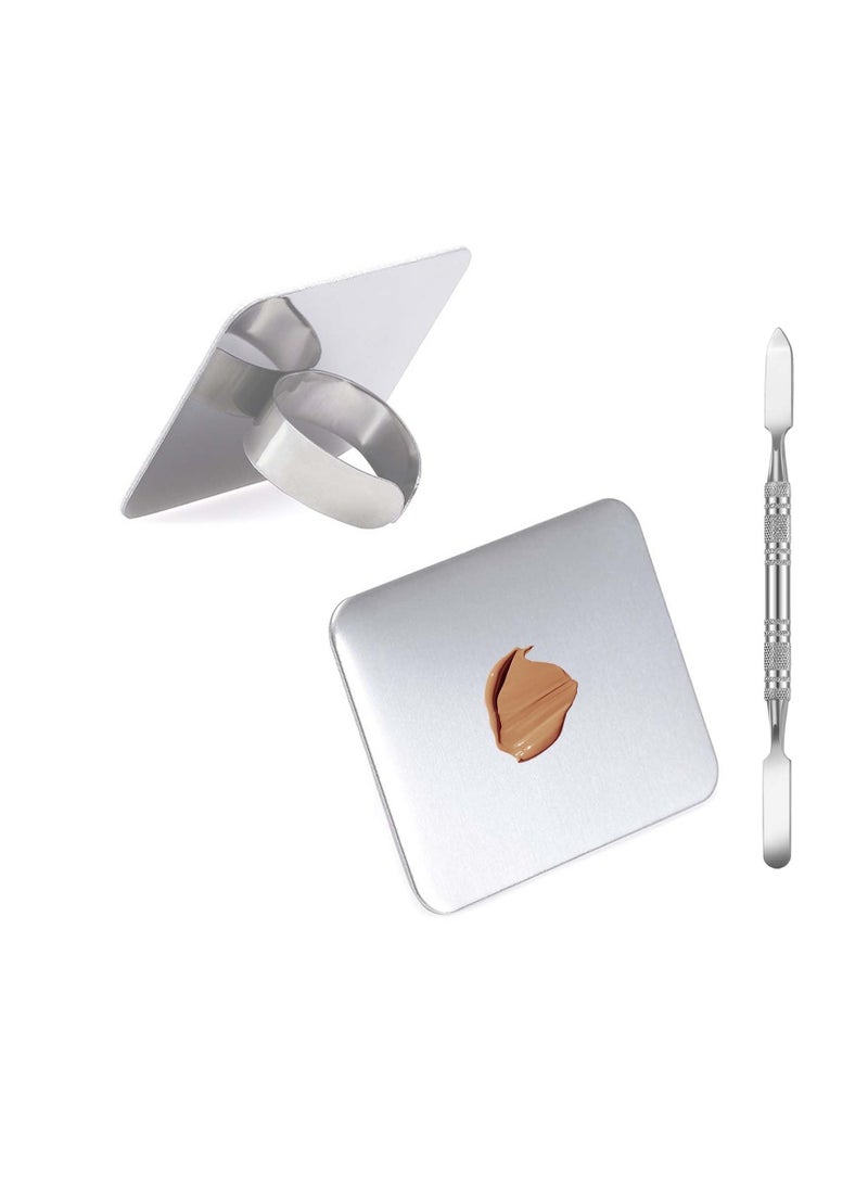 KASTWAVE Makeup Mixing Palette, Makeup Spatula Palette with Foundation Spatula, Stainless Steel Makeup MixingTray Nail Art Palette Foundation Mixing Tray Cosmetic Spatula Makeup Palette Makeup Mixer - Image 1