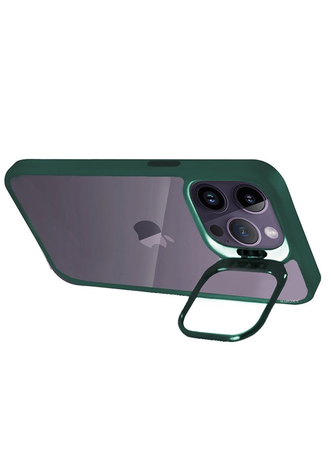 CATANES - 3 Pack iPhone 14 Pro Case Cover and Lens Protector and 2 Screen Protectors Built-in Camera Stand and Compatible with MagSafe Full Body Shockproof Case Clear Green - Image 1