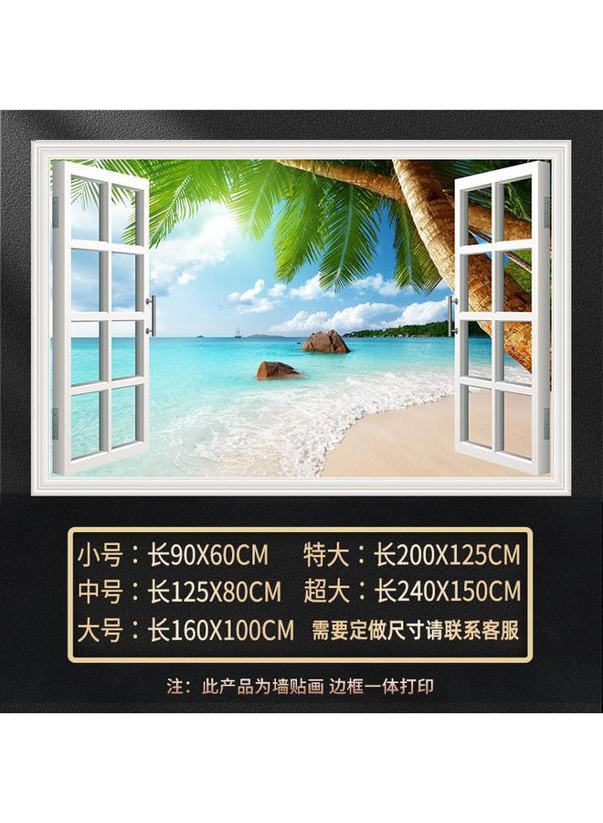 Bluejw Fake Window Self-adhesive 3D Wall Stickers Living Room Decorative Painting Bedroom Landscape Nature Waterproof Wall Stickers Wallpaper - Image 1