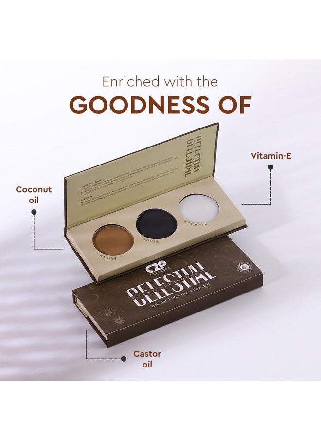 C2P PROFESSIONAL MAKEUP - C2P Pro Eyebrow Palette With Wax Cream | Celestial 3 In 1 Fill, Set & Shape | Long Lasting Waterproof Black Brown Eye Brow Powder | Redefines Brows Eye Makeup - 12G - Image 1