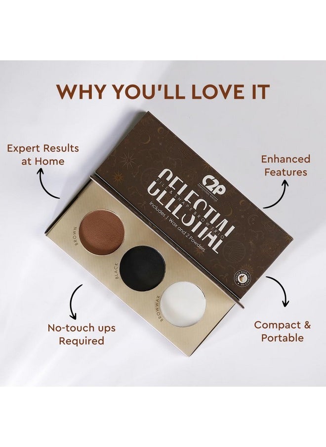 C2P PROFESSIONAL MAKEUP - C2P Pro Eyebrow Palette With Wax Cream | Celestial 3 In 1 Fill, Set & Shape | Long Lasting Waterproof Black Brown Eye Brow Powder | Redefines Brows Eye Makeup - 12G - Image 1