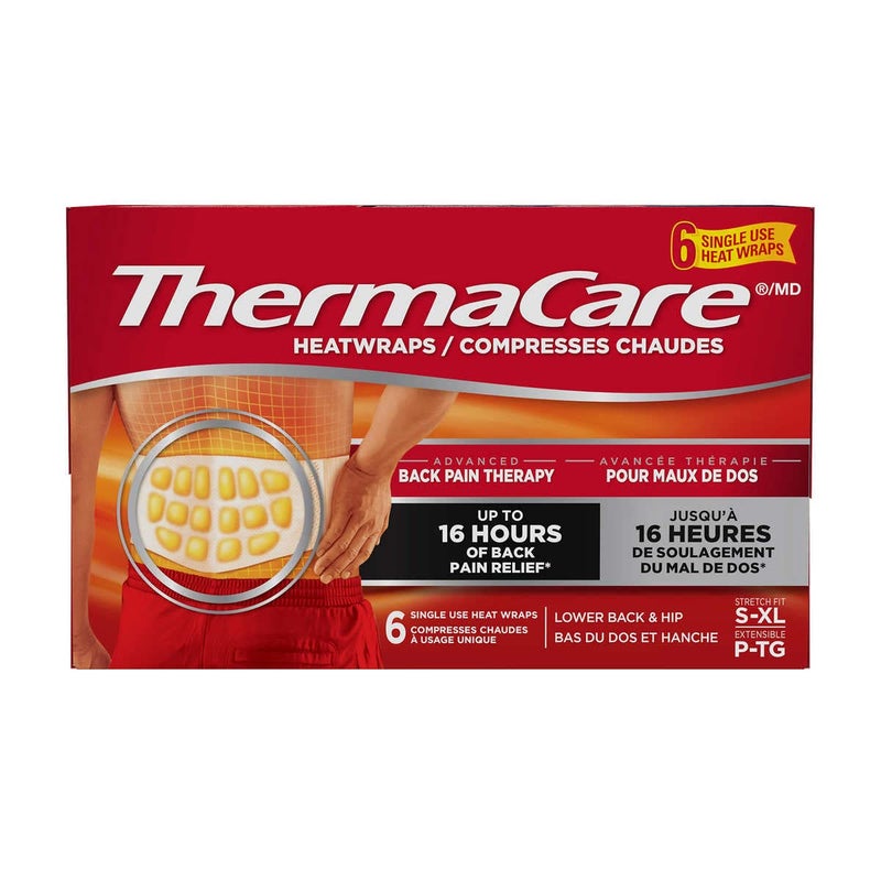 ThermaCare لفائف حرارية ثيرماكير لعلاج آلام الظهر المتقدمة، مقاس S-XL، 6 قطعة - Image 1