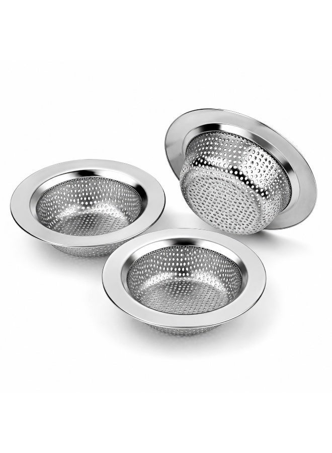 Lukadah Kitchen Sink Strainer Stainless Steel, Kitchen Sink Drain Strainer, Sink Strainers for Kitchen Sinks with Large Wide Rim, 2 × 9 cm & 1 × 11 cm Diameter (3 Pack) - Image 1