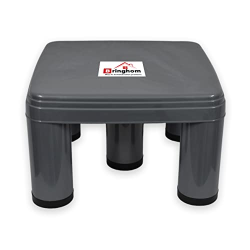Bringhom 5 Legs Big Size Strong Bath Stool Patla | Anti Skid Shoe Base for Multipurpose Use (Grey, 1Pc, 34x34x21cm, Plastic) - Image 1