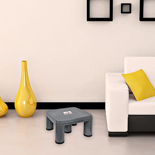 Bringhom 5 Legs Big Size Strong Bath Stool Patla | Anti Skid Shoe Base for Multipurpose Use (Grey, 1Pc, 34x34x21cm, Plastic) - Image 4