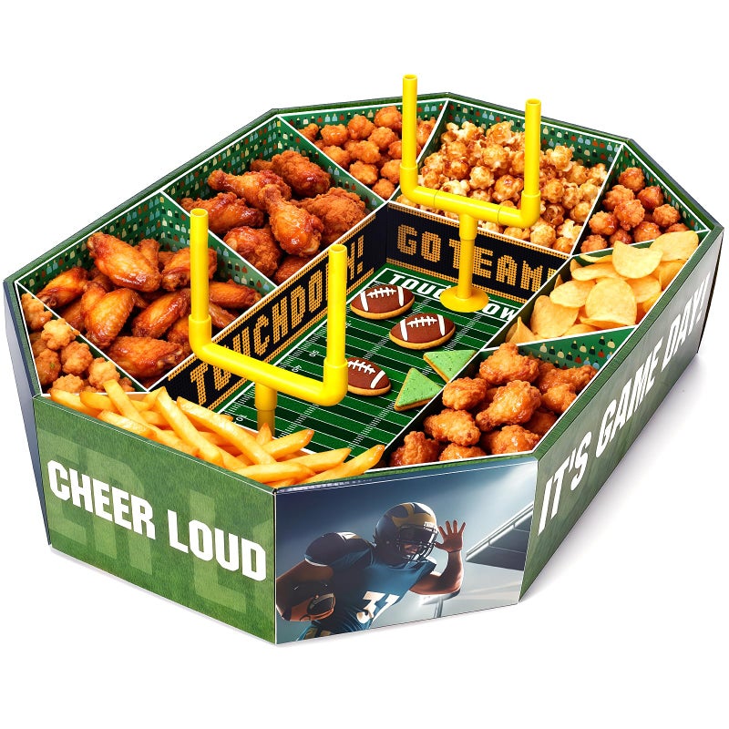 Gloween Football Party Decorations 2026, Football Snack Stadium Food Tray Set, Ideal Party Supplies for Birthday & Tailgate ï¼ˆDisposable, 24"L x 17"W x 5"Hï¼‰ - Image 1