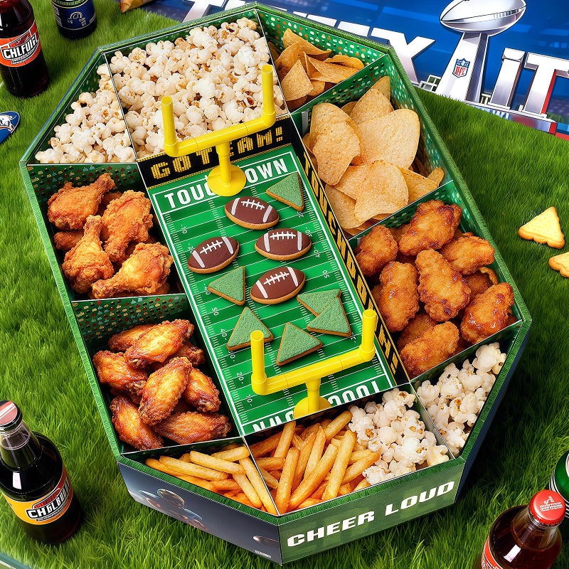 Gloween Football Party Decorations 2026, Football Snack Stadium Food Tray Set, Ideal Party Supplies for Birthday & Tailgate ï¼ˆDisposable, 24"L x 17"W x 5"Hï¼‰ - Image 4