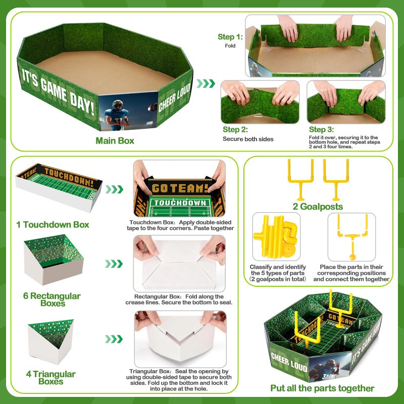 Gloween Football Party Decorations 2026, Football Snack Stadium Food Tray Set, Ideal Party Supplies for Birthday & Tailgate ï¼ˆDisposable, 24"L x 17"W x 5"Hï¼‰ - Image 5