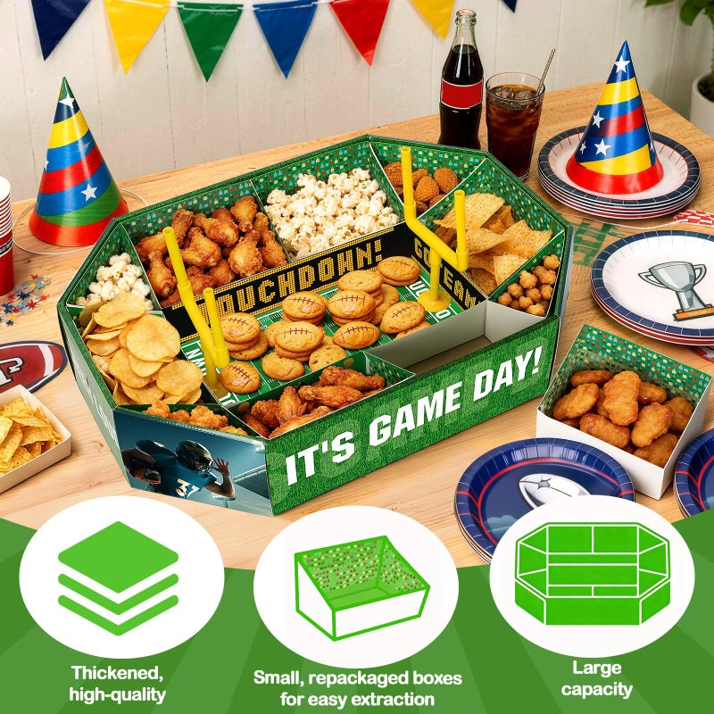 Gloween Football Party Decorations 2026, Football Snack Stadium Food Tray Set, Ideal Party Supplies for Birthday & Tailgate ï¼ˆDisposable, 24"L x 17"W x 5"Hï¼‰ - Image 3