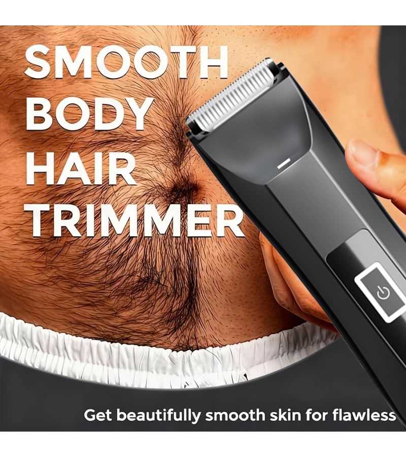 Black Men's Body Hair Trimmer with LED Light Ceramic Blade Digital Display USB Rechargeable - Image 4
