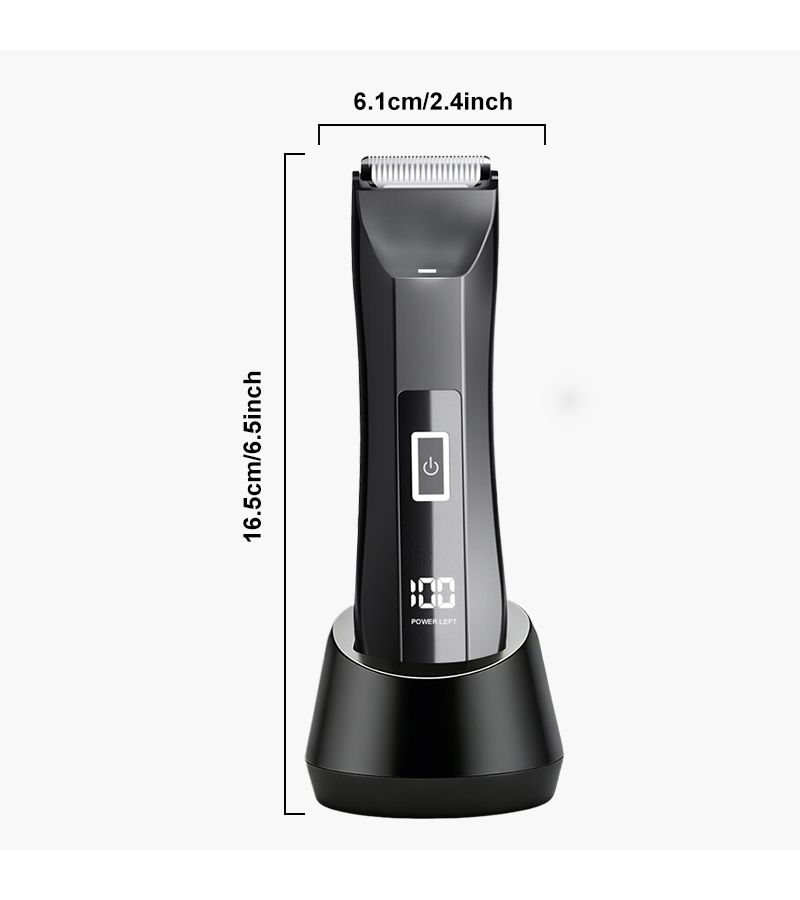 Black Men's Body Hair Trimmer with LED Light Ceramic Blade Digital Display USB Rechargeable - Image 3