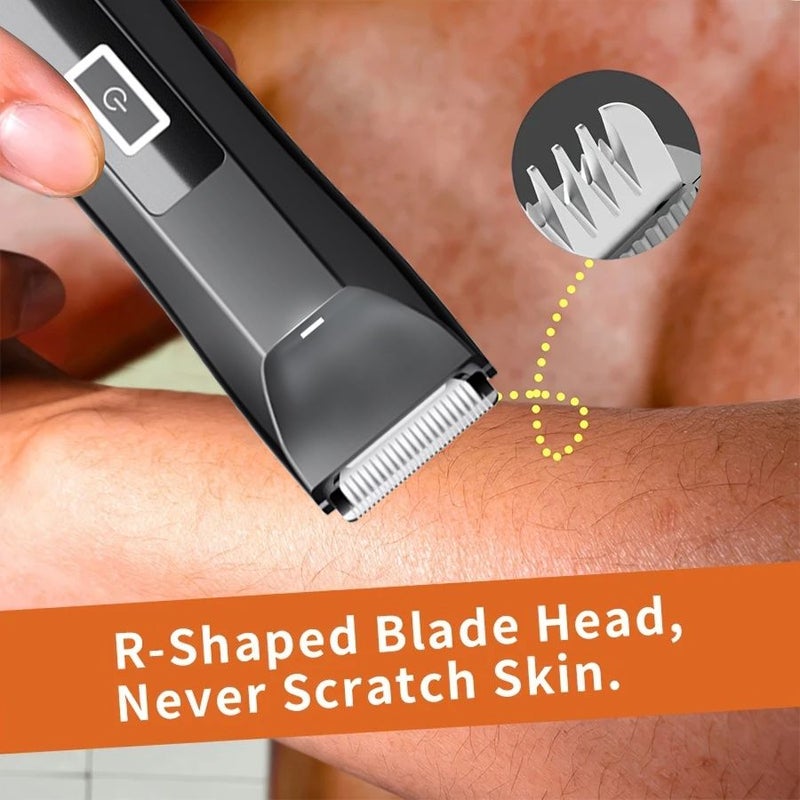 Black Men's Body Hair Trimmer with LED Light Ceramic Blade Digital Display USB Rechargeable - Image 5