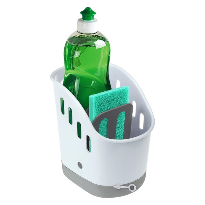 Sink Caddy Sponge Holder Dish Soap Organizer for Kitchen Sink with Removable Compartment and NonSlip Base for Brushes Scrubber Drainers Drain Holes for Sanitary Drying Premium ABS