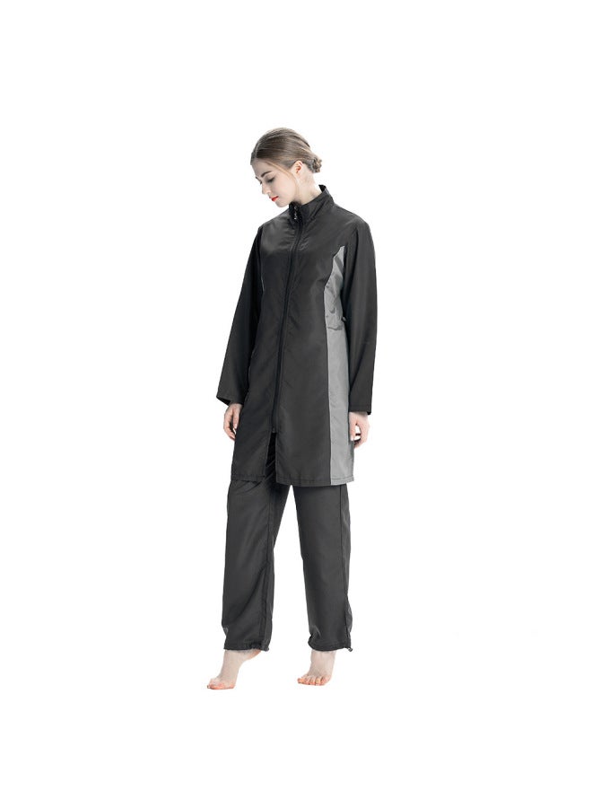 Generic Muslim Swimwear Southeast Asian Hui Conservative Three-piece Sportswear Swimming Suit S008-Color:Black-Size:2XL  - Image 1