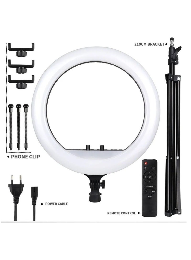 Pama 18 Inch Ring Light Tripod Mount Live Broadcast Dual Phone Bracket RL-18 White - Image 2