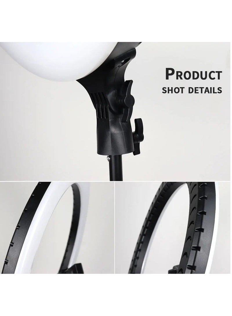 Pama 18 Inch Ring Light Tripod Mount Live Broadcast Dual Phone Bracket RL-18 White - Image 5
