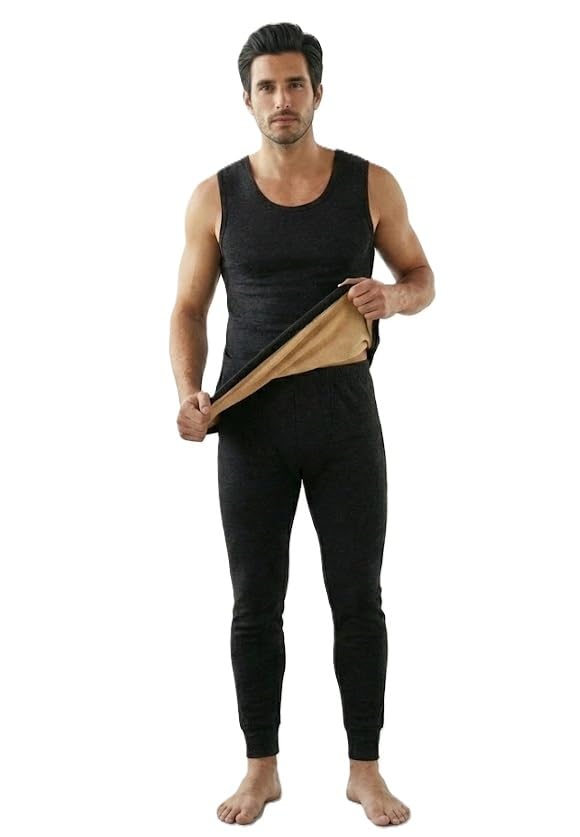 Alexvyan X-Large Men's Thermal Fleece Lined Tank Top Thick Fleece Lined Base Layer Shirts Winter Sleeveless Vest Outdoor Tops Cami Cold Weather Ultra-Warm Black - Image 5