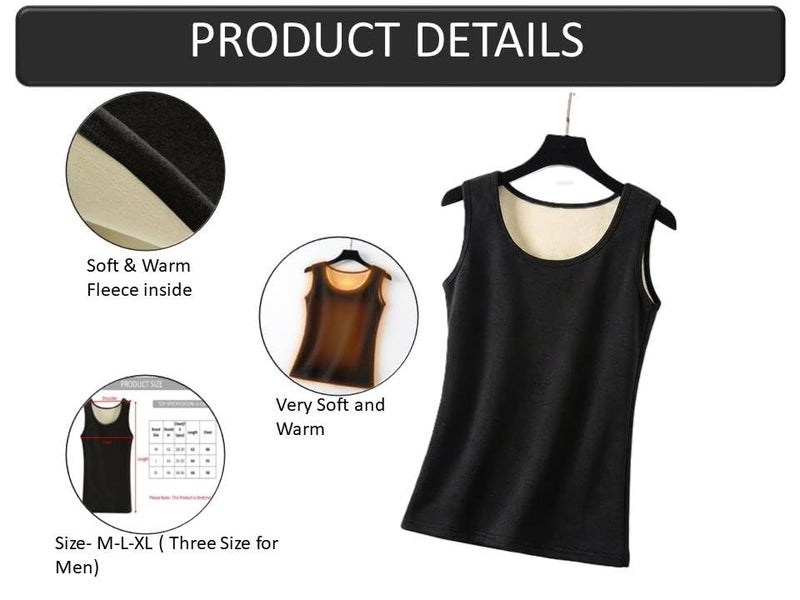 Alexvyan X-Large Men's Thermal Fleece Lined Tank Top Thick Fleece Lined Base Layer Shirts Winter Sleeveless Vest Outdoor Tops Cami Cold Weather Ultra-Warm Black - Image 4