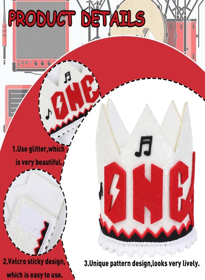 CORNER LACE 1st Birthday Glitter Hat - Rock First Birthday Crown, Rocking One Theme Party Decorations for Baby Red Silver, One Year Old Supplies Favors - Image 5