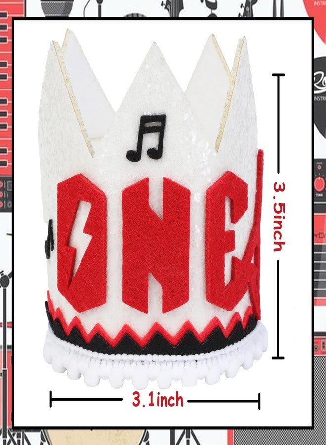 CORNER LACE 1st Birthday Glitter Hat - Rock First Birthday Crown, Rocking One Theme Party Decorations for Baby Red Silver, One Year Old Supplies Favors - Image 4