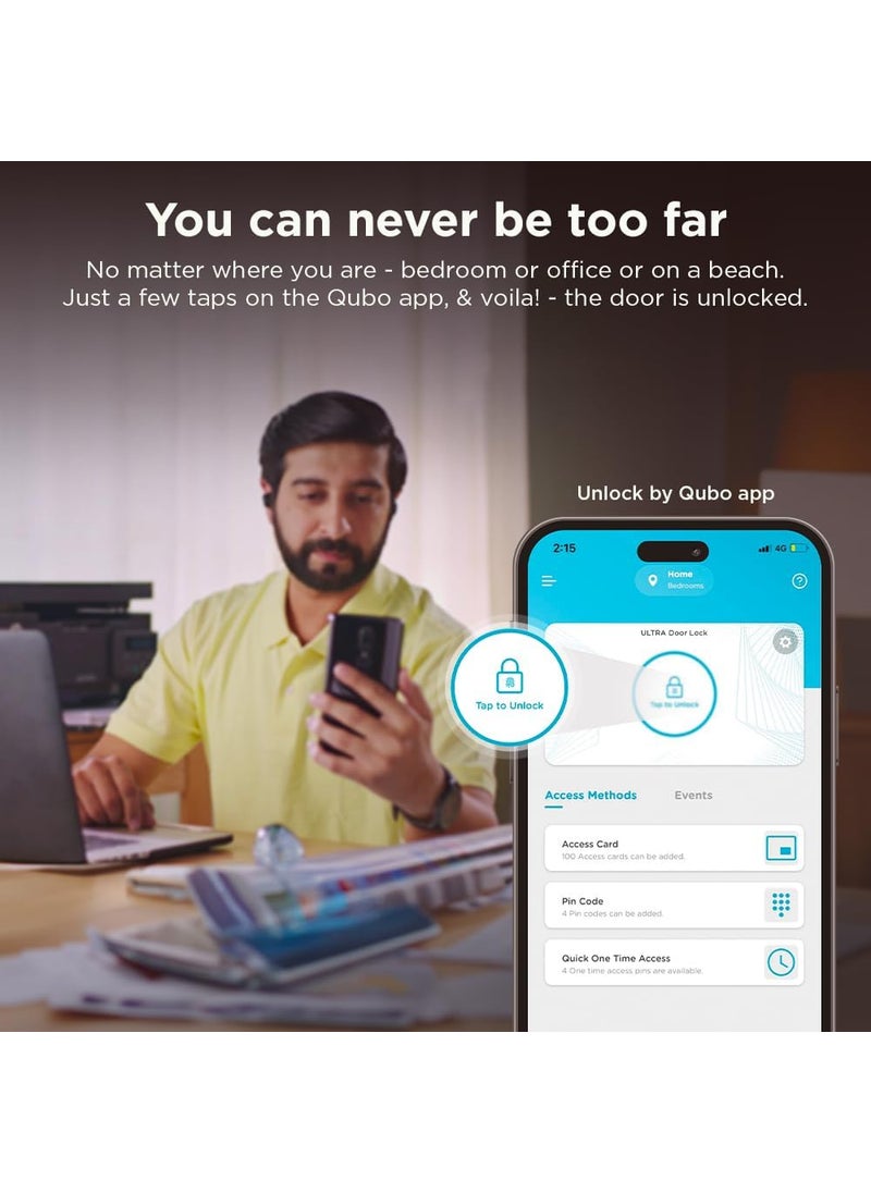 Qubo QUBO Smart Door Lock Ultra from Hero Group 5Way Unlocking Fingerprint Pincode RFID Access Ca  - Image 4