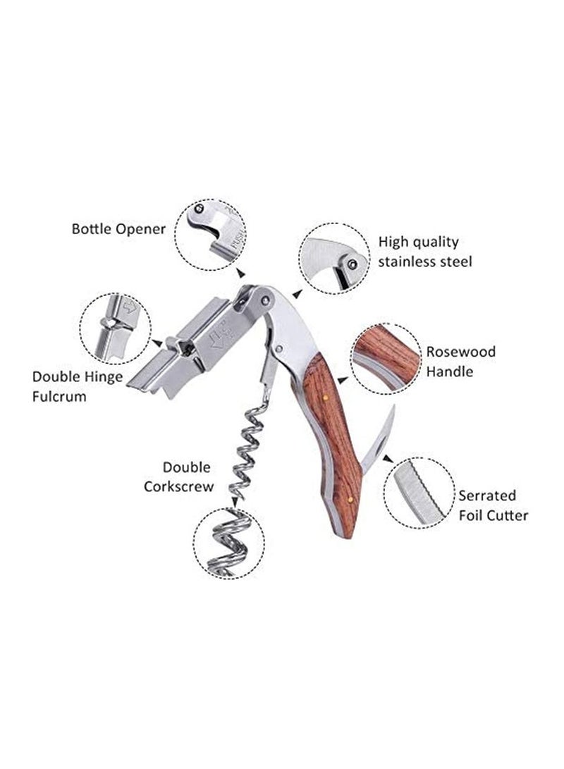 SYOSI Professional Waiters Corkscrew Opener Bottles Stainless Steel Natural Rosewood  - Image 4