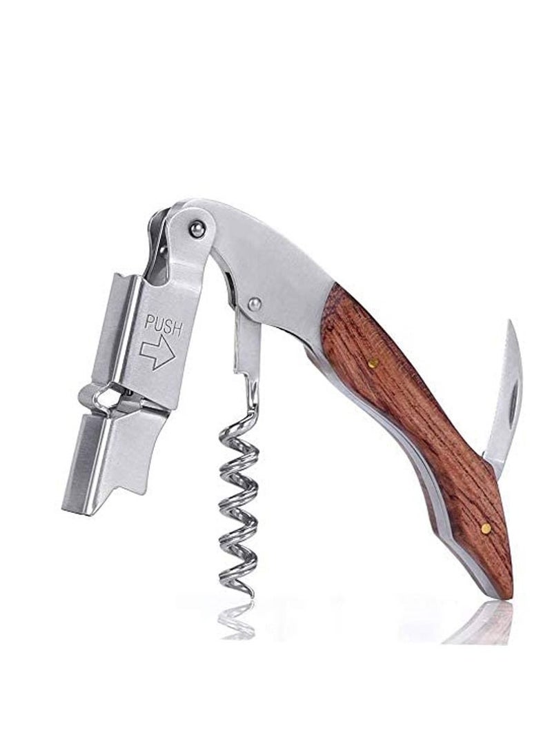 SYOSI Professional Waiters Corkscrew Opener Bottles Stainless Steel Natural Rosewood  - Image 3