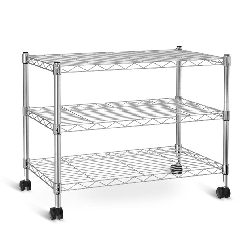 Simple Deluxe Heavy Duty 3-Shelf Shelving Unit, 24.02" D x 13.78"W x 21.97" H, 3 Tier, Chrome - Image 1