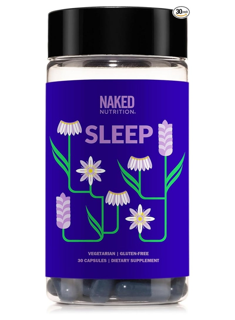 NAKED nutrition GABA L Theanine Natural Sleep Aid Supplement - Gluten-Free And Vegetarian, 30 Capsules - Image 1