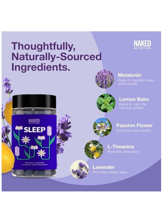 NAKED nutrition GABA L Theanine Natural Sleep Aid Supplement - Gluten-Free And Vegetarian, 30 Capsules - Image 2
